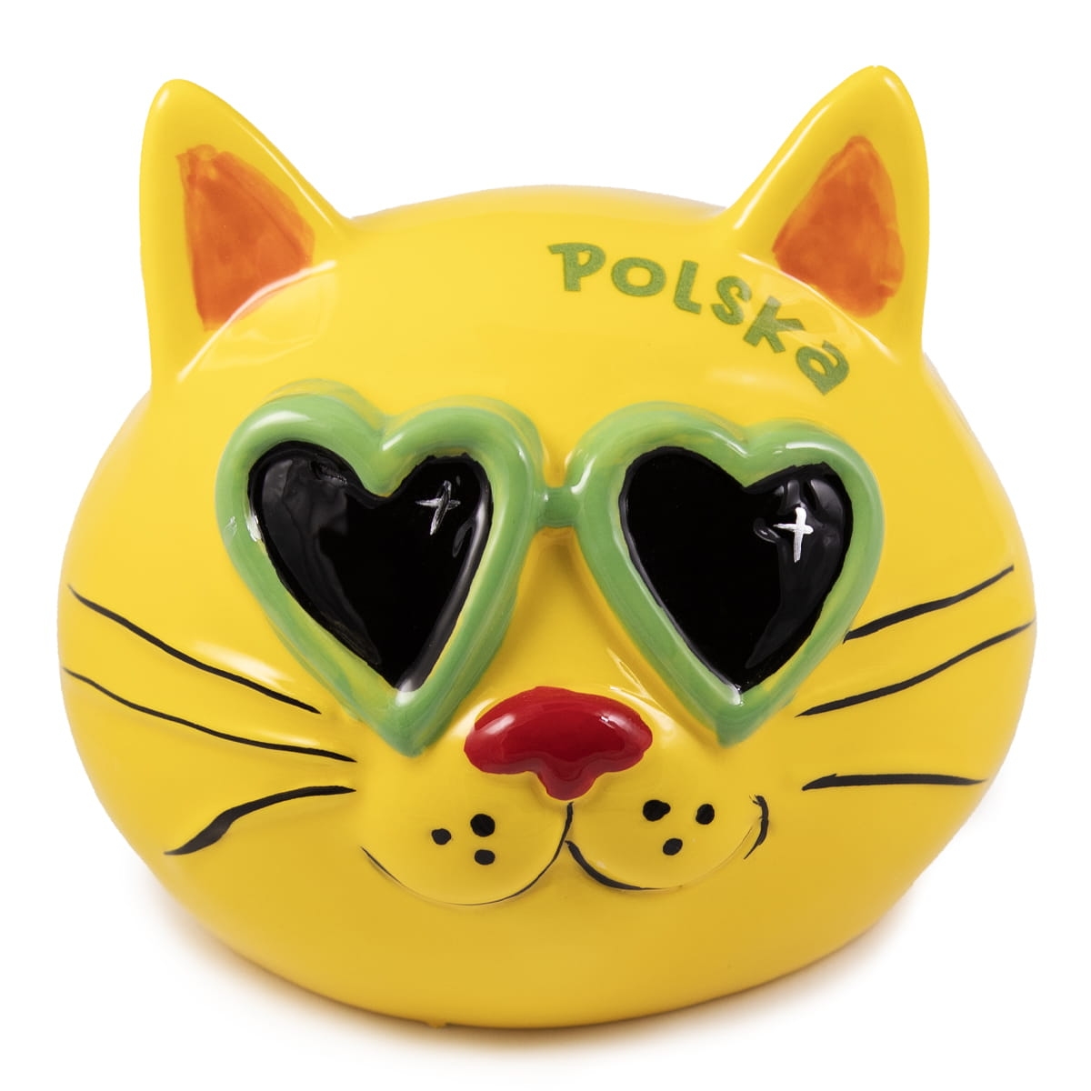 skarbonka ceramiczna kot Polska żółta z okularami