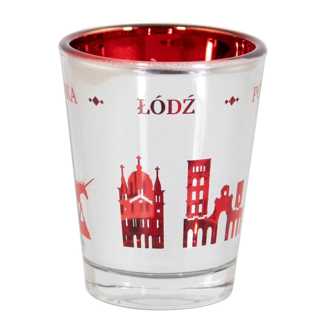kieliszek lustrzany Łódź pamiątka z zabytkami miasta