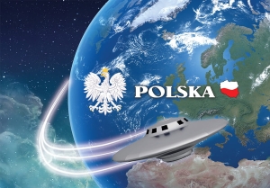 Pocztówka 3D Polska kosmos