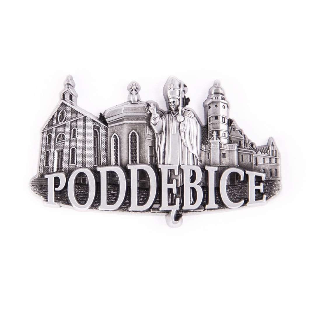 Magnes na lodówkę Poddębice panorama metalowy