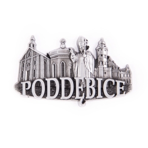 Magnes na lodówkę – panorama Poddębice, metalowy