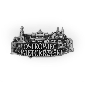 Magnes na lodówkę – panorama Ostrowiec Świętokrzyski, metalowy