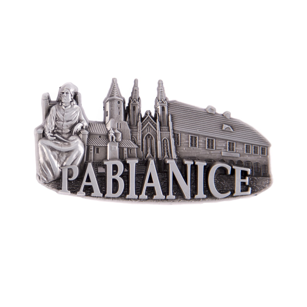 magnes na lodówkę Pabianice panorama metalowy pamiątka
