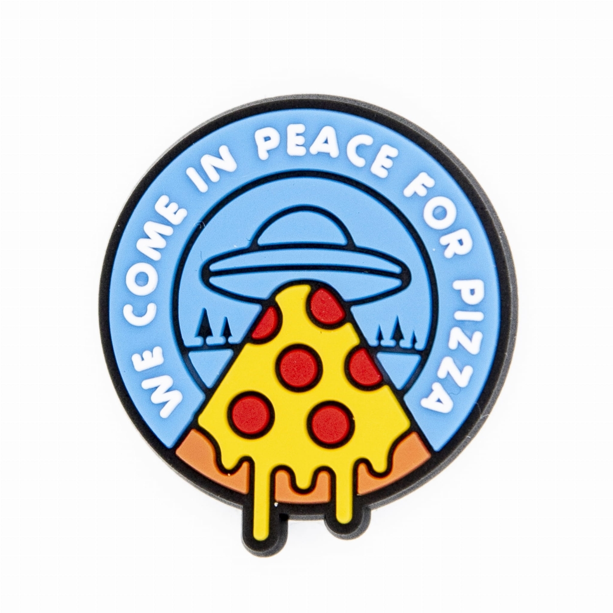 przypinka do kroksów kosmici pizza we come in peace for pizza