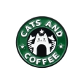 przypinka metalowa cats and coffee koty i kawa