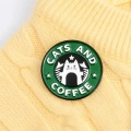 przypinka emaliowana cats and coffee koty kawa
