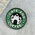 przypinka metalowa cats and coffee koty i kawa pin emaliowany