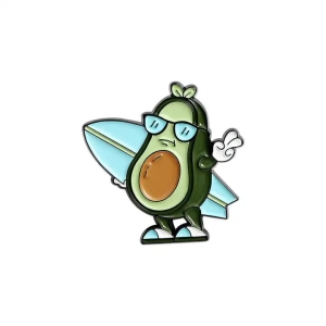 Przypinka metalowa, awokado surfer, vegan