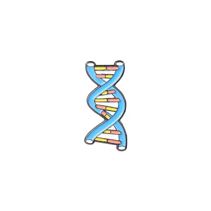 przypinka metalowa łańcuch DNA biologia genetyka
