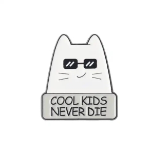 Przypinka metalowa, kot "Cool kids never die"