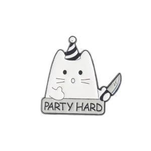 Przypinka metalowa kot "Party Hard"