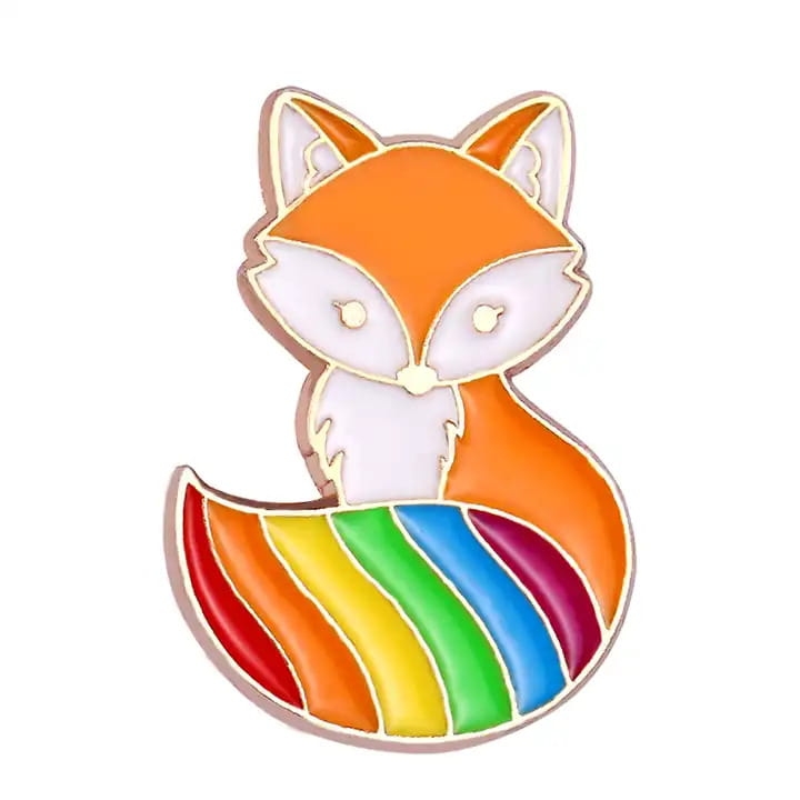 przypinka metalowa lisek tęcza LGBT