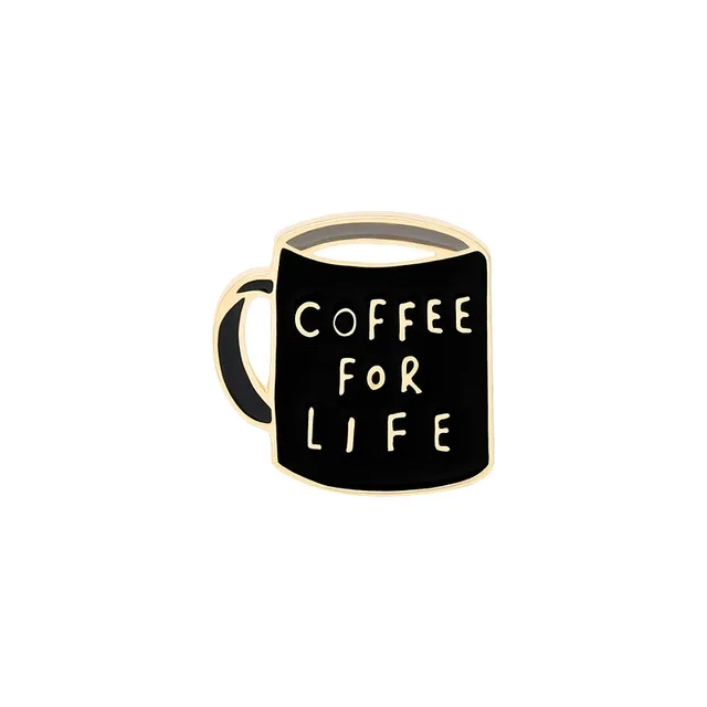Metalowa przypinka dla kawosza coffee for life - widok główny