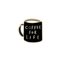 Metalowa przypinka dla kawosza coffee for life - widok główny