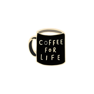 Metalowa przypinka dla kawosza, coffee for life