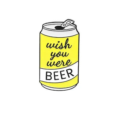 metalowa przypinka puszka piwa wish you were beer