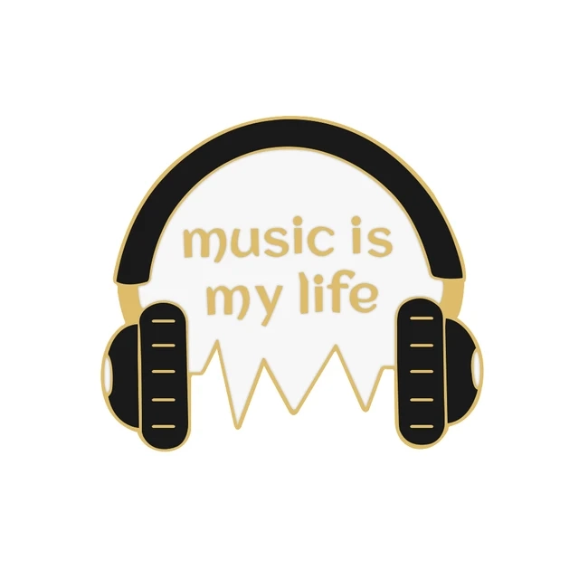 przypinka słuchawki music is my life metalowa odznaka muzyczna