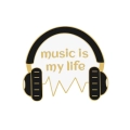 przypinka słuchawki music is my life metalowa odznaka muzyczna