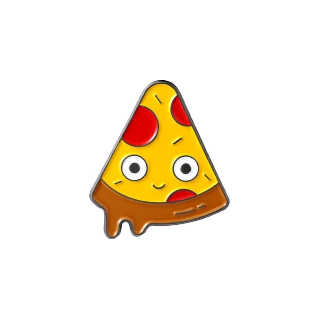 metalowa przypinka pizza kawałek - widok w opakowaniu