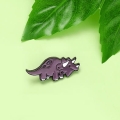 metalowa przypinka dinozaur fioletowy - triceratops pin