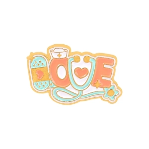 Metalowa przypinka, medyka LOVE