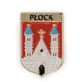 przypinka herb Płock metalowa emaliowana widok z przodu