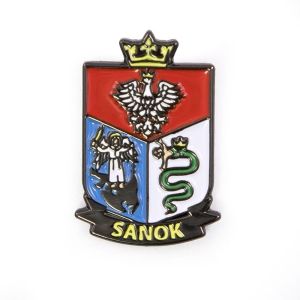 Herb Sanok metalowa przypinka