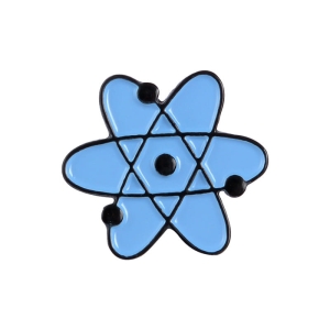Metalowa przypinka atom