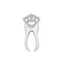 metalowa przypinka ząb z koroną srebrna biżuteria dentystyczna