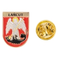 przypinka herb Łańcut z zapięciem pin