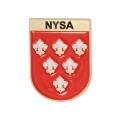 przypinka herb Nysa metalowa emaliowana czerwona
