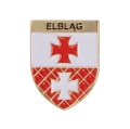 Przypinka herb Elbląg metalowa – widok z przodu