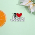przypinka I love Jesus na miętowym tle z kwiatami