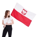 Flaga narodowa Polski z godłem 112x70 cm z tunelem