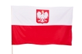 Bandera Polski 112x70 cm z godłem i tunelem na drążek