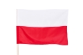 Flaga Polski 70x45 cm z tunelem i drewnianym kijem