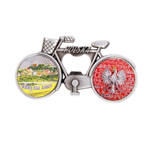 Bicycle fridge magnet with bottle opener – Góra Św. Anny panorama