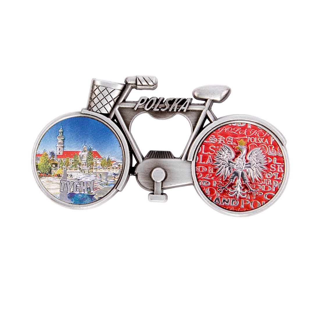 magnes na lodówkę z otwieraczem rower Tychy Polska pamiątka