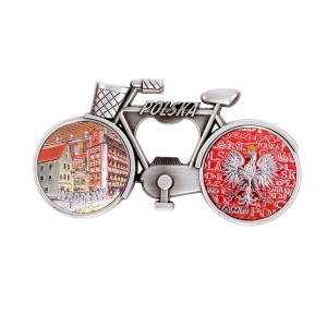 Bicycle fridge magnet with bottle opener – Wrocław Hansel and Gretel houses