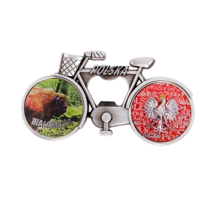 Bicycle fridge magnet with bottle opener – Białowieża bison