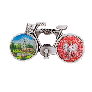 Fridge magnet with bottle opener – bicycle Uniejów