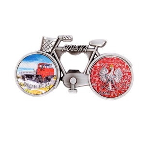 Bicycle bottle opener fridge magnet – Starachowice with Star lorry