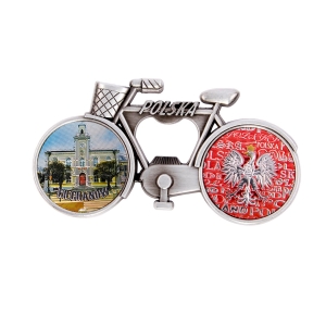 Bicycle fridge magnet with bottle opener – Ciechanów town hall