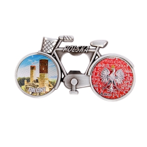 Chęciny fridge magnet bottle opener – bicycle with Polish eagle