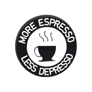 Przypinka do kroksów More espressso less depressso