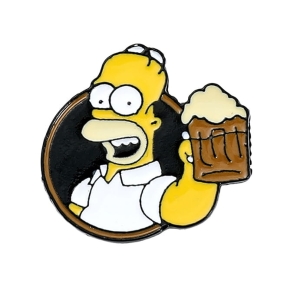 Metalowa przypinka Homer Simpson z piwem