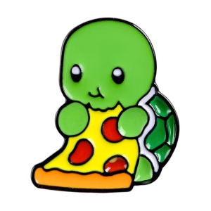 Metalowa przypinka Żółw z pizzą
