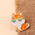 Pin Lisek tęczowy LGBT metalowa przypinka emaliowana kot