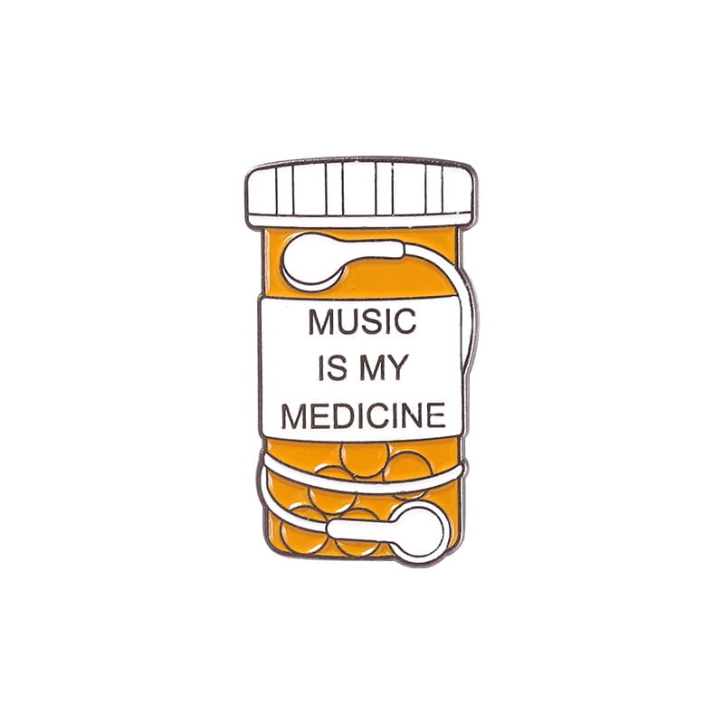 przypinka music is my medicine metalowa przypinka dla melomana