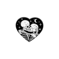 przypinka metalowa serce dwa kościotrupy enamel pin